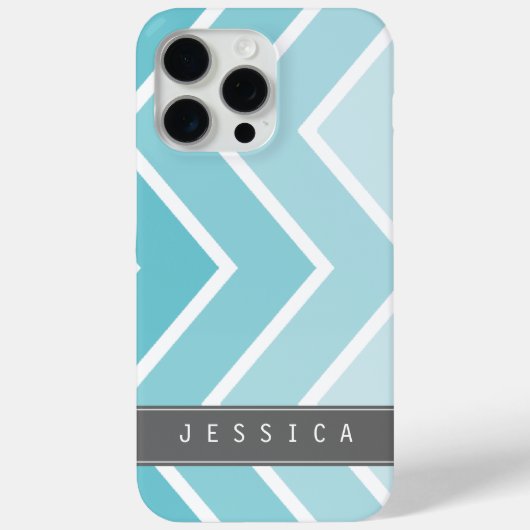 Ombre Aqua Zig Zag Chevrons Muster Case-Mate iPhone Hülle (Rückseite)