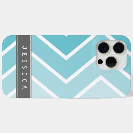 Ombre Aqua Zig Zag Chevrons Muster Case-Mate iPhone Hülle (Rückseite (Horizontal))