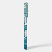 Ombre Aquamarin Blue Abstrakt Waves Personalisiert Case-Mate iPhone Hülle (Rückseite / Rechts)