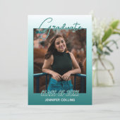 Ombre aquamarin Blue Green Abschluss Ankündigung (Stehend Vorderseite)