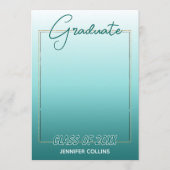 Ombre Aquamarin Blue Green Gold Glitzer Abschluss Ankündigung (Vorderseite)
