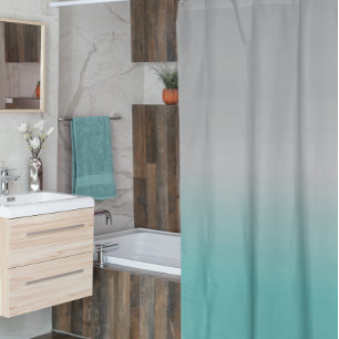 Ombre Aquamarin Gray Gradient Fading Duschvorhang