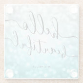 Ombre Aquamarin Silver Lights "Hello Beautiful" Glasuntersetzer (Rückseite)