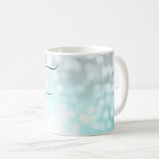Ombre Aquamarin Silver Lights "Hello Beautiful" Kaffeetasse (VorderseiteRechts)