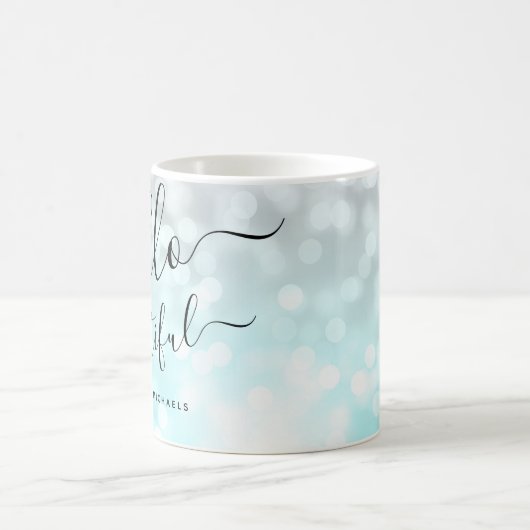 Ombre Aquamarin Silver Lights "Hello Beautiful" Kaffeetasse (Mittel)