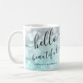 Ombre Aquamarin Silver Lights "Hello Beautiful" Kaffeetasse (Links)