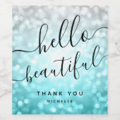 Ombre Aquamarin Silver Vielen Dank "Hello Beautifu Weinetikett (Einzelnes Label)