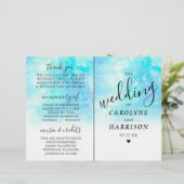 Ombre Aquarell-Hochzeit Bi-Falte Programme - Blau (Stehend Vorderseite)