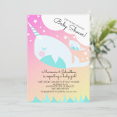 Ombre Baby Shower Narwhale und Baby Magical Invita Einladung (Stehend Vorderseite)