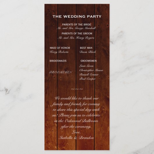 Ombre Barn Board Twinkle Lights Wedding Program Programm (Rückseite)