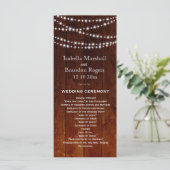 Ombre Barn Board Twinkle Lights Wedding Program Programm (Stehend Vorderseite)