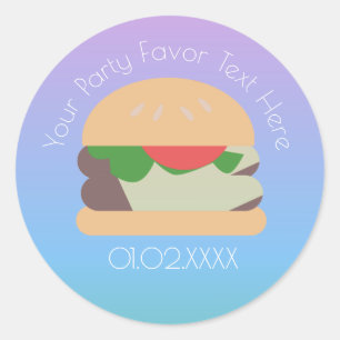 Ombre BBQ Hamburger Danke Runder Aufkleber