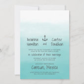Ombre Beach Destination Ocean Anchor Wedding Einladung (Vorderseite)
