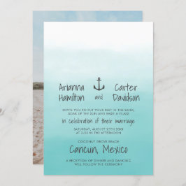 Ombre Beach Destination Ocean Anchor Wedding Einladung