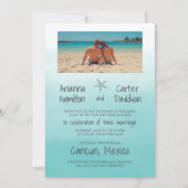 Ombre Beach Destination Ocean Starfish Wedding Einladung (Vorderseite)