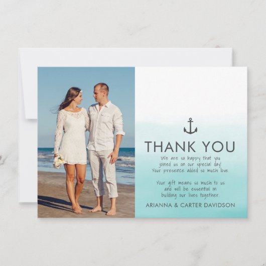 Ombre Beach Destination Ocean Wedding Vielen Dank Dankeskarte (Vorderseite)