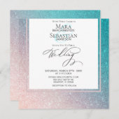 ~* Ombre Beach Glitzer Trendy Elegant AR4 Wedding Einladung (Vorne/Hinten)
