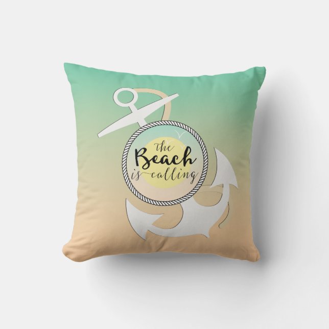 Ombre Beach Nautical Anchor Kissen (Vorderseite)