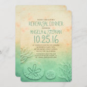 Ombre Beach Probe Dinner - aquamarin Sand Dollar Einladung (Vorne/Hinten)