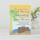Ombre Beach Suitcase Destination Brautparty Einladung (Stehend Vorderseite)