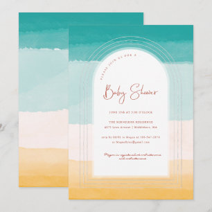 Ombre Beach Sun & Sand   Regenbogen-Baby-Shower Einladung