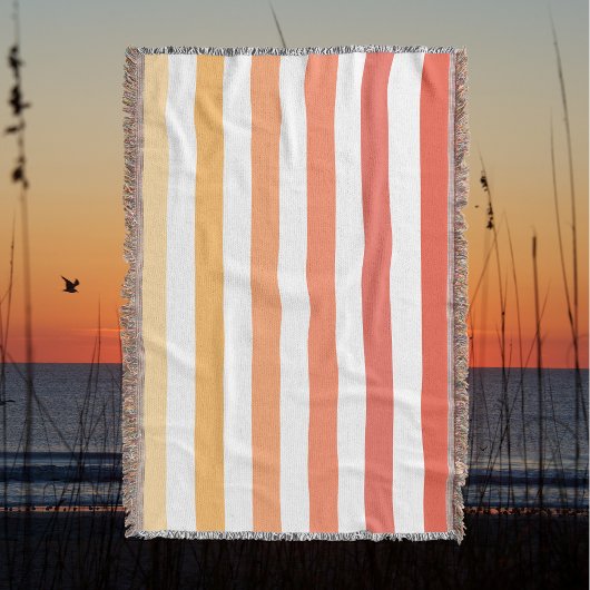 Ombre Beach Sunrise Streifen Orange & Gelb Glow Decke