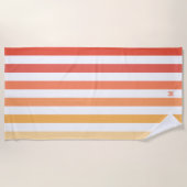 Ombre Beach Sunrise Stripe & Personal Monogram Strandtuch (Vorderseite)