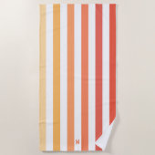 Ombre Beach Sunrise Stripe & Personal Monogram Strandtuch (Vorderseite)