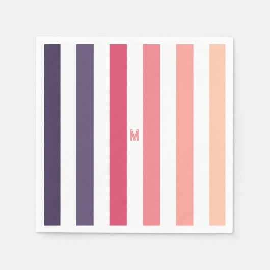 Ombre Beach Sunset Strip & Personalisiert Monogram Serviette (Vorderseite)