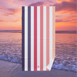 Ombre Beach Sunset Strip & Personalisiert Monogram Strandtuch