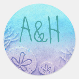 Ombre Beach Wedding Runder Aufkleber