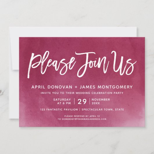 Ombre Bitte schließen Sie sich uns Brush Typografi Einladung (Vorderseite)