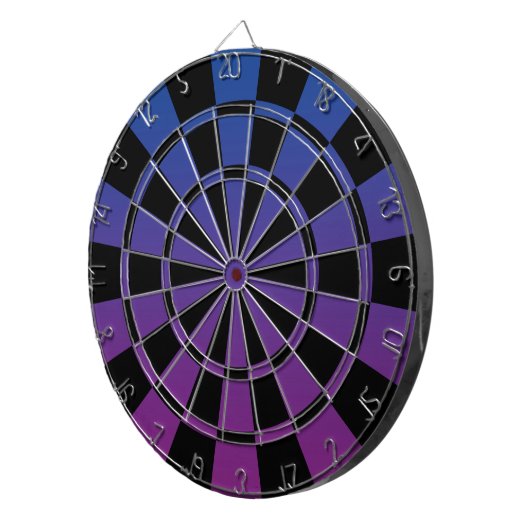 Ombre blaues Lila und schwarz Dartscheibe (Vorderseite rechts)