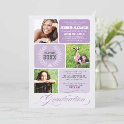 Ombre blockiert Abschluss-Party Einladung (Stehend Vorderseite)