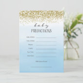Ombre Blue and Gold Baby Predictions Card Einladung (Stehend Vorderseite)