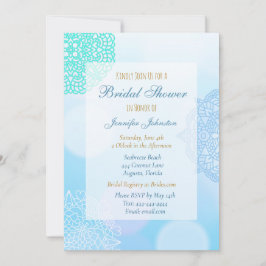 Ombre Blue, Aquamarin und White Mandala Brautparty Einladung