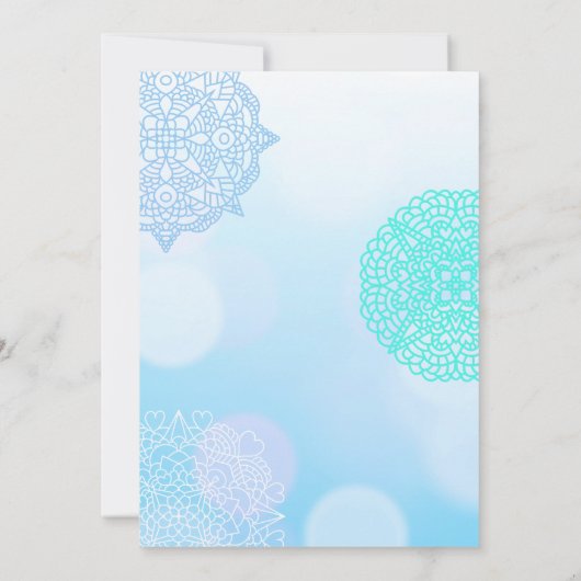 Ombre Blue, Aquamarin und White Mandala Elegant We Einladung (Rückseite)
