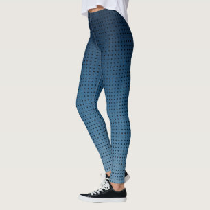 Ombre Blue Fake Denim Muster und Black Polka Dots Leggings