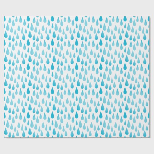 Ombre Blue Falling Raindrops Geschenkpapier (Flach)
