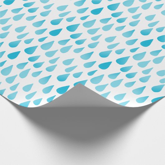 Ombre Blue Falling Raindrops Geschenkpapier (Ecke)