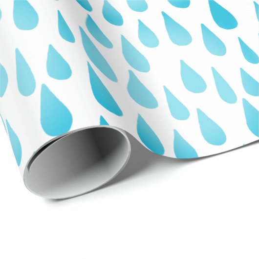 Ombre Blue Falling Raindrops Geschenkpapier (Rolleneckpunkt)