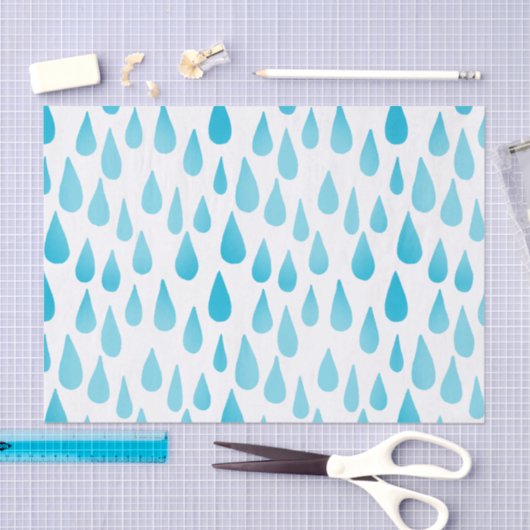 Ombre Blue Falling Raindrops Seidenpapier (Handwerk)