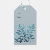 Ombre Blue Filigree Leaf Pattern Geschenkanhänger (Vorderseite)