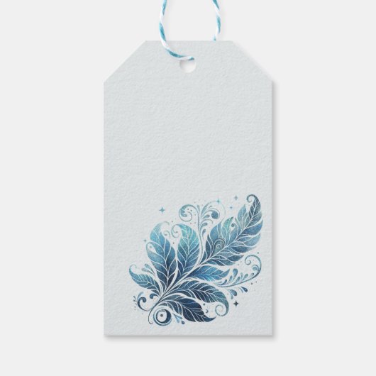 Ombre Blue Filigree Leaf Pattern Geschenkanhänger (Rückseite)