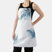 Ombre Blue Filigree Leaf Personalisiert Küche Schürze (InSitu)