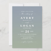Ombre Blue & Green Wedding Einladung mit Foto (Vorderseite)