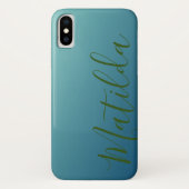Ombre Blue Navy Aquamariner Schlichter Personalisi Case-Mate iPhone Hülle (Rückseite)