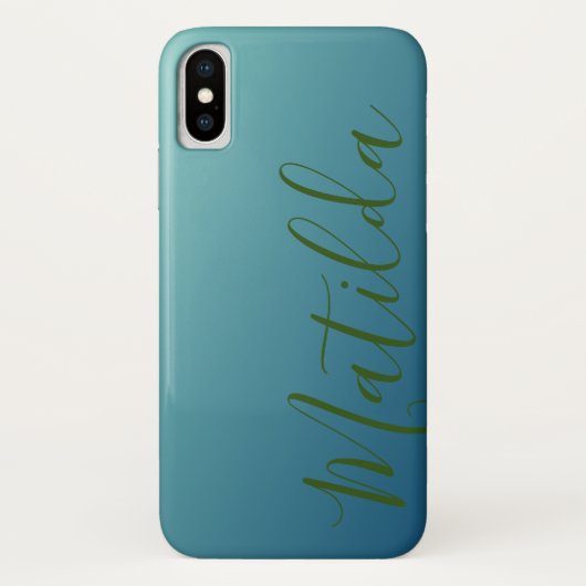 Ombre Blue Navy Aquamariner Schlichter Personalisi Case-Mate iPhone Hülle (Rückseite)