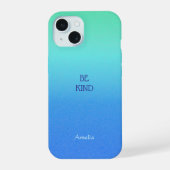 Ombre Blue Personalize Quote & Name iPhone Fall 15 Hülle (Rückseite)