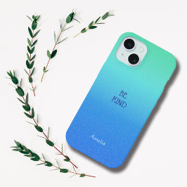 Ombre Blue Personalize Quote & Name iPhone Fall 15 Hülle